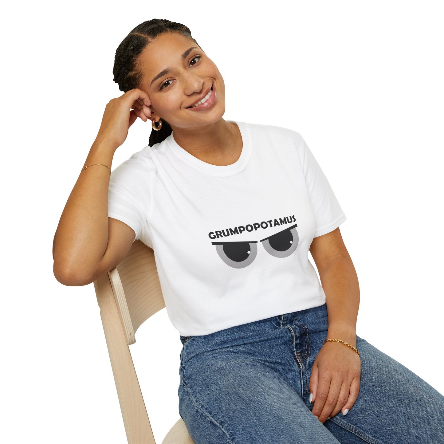Grumpy Grumpopotamus Poly Blend Crew Neck T-Shirt