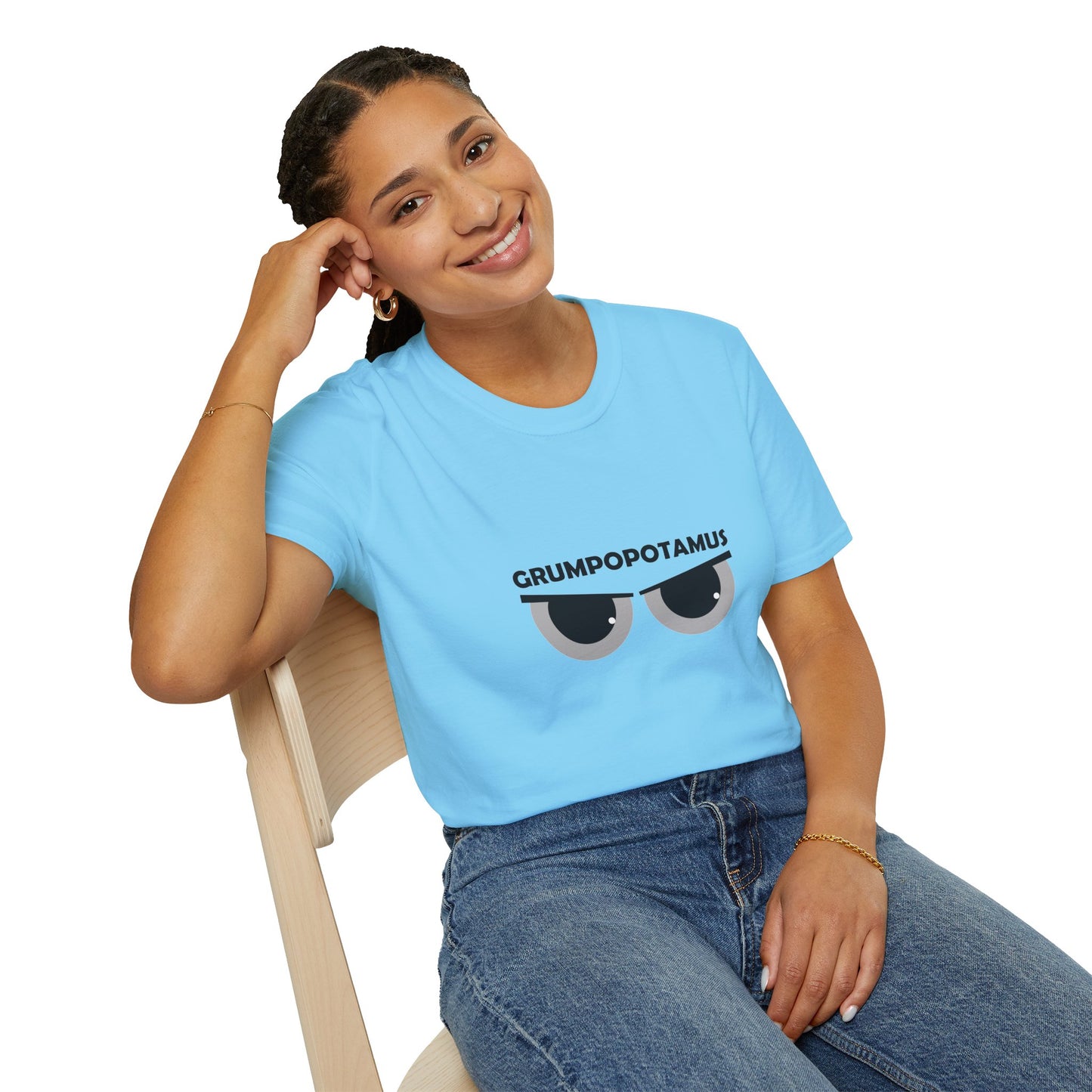 Grumpy Grumpopotamus Poly Blend Crew Neck T-Shirt