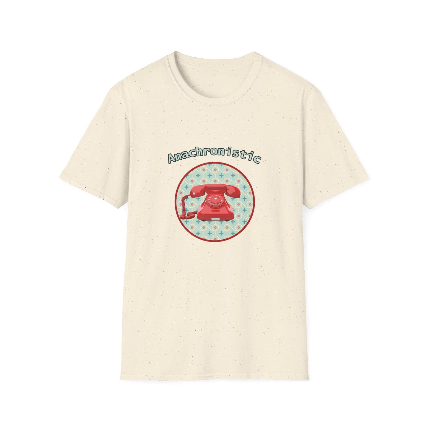 Anachronistic Retro Phone Graphic Poly Blend Crew Neck T-Shirt.