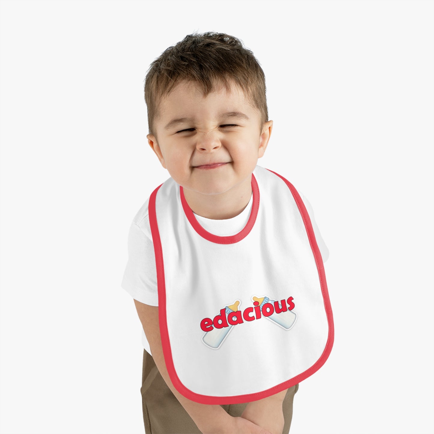 Edacious Baby Bib with Contrast Trim for Feeding Fun