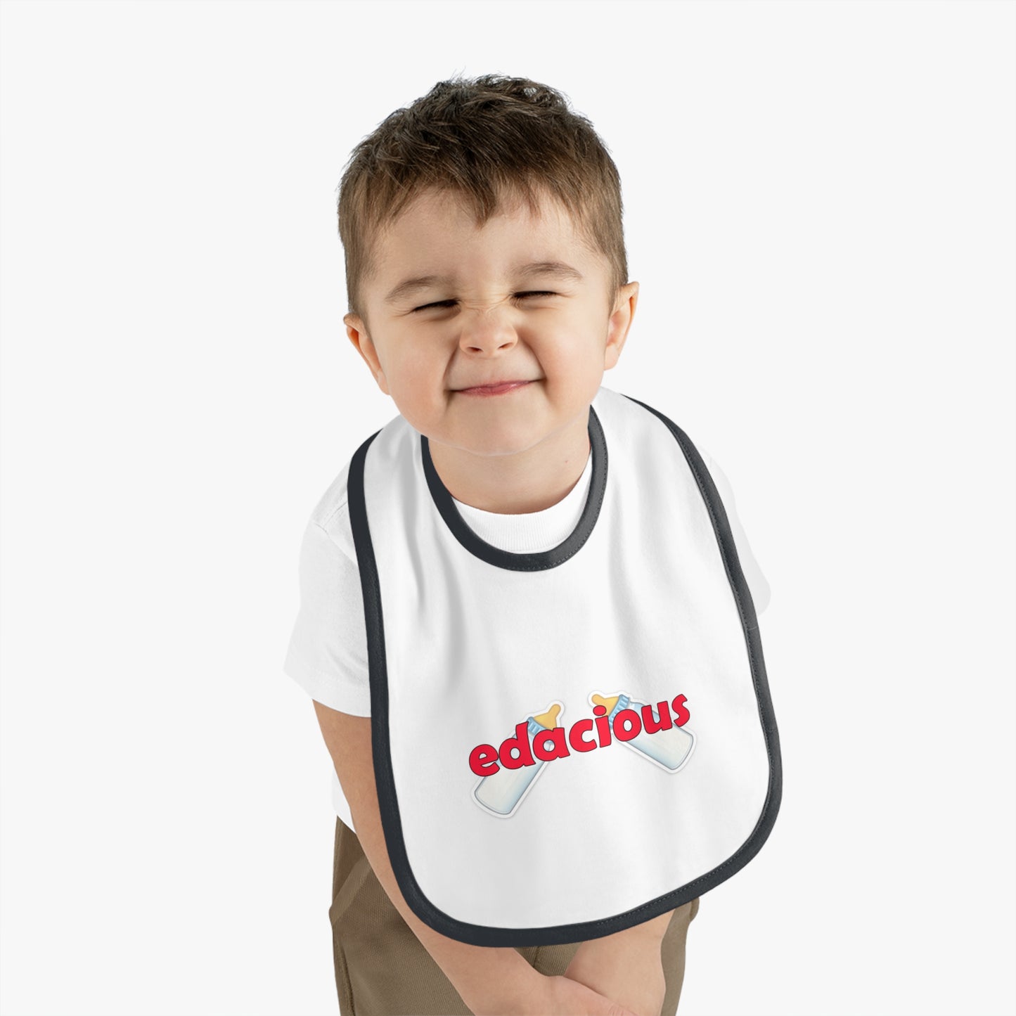 Edacious Baby Bib with Contrast Trim for Feeding Fun