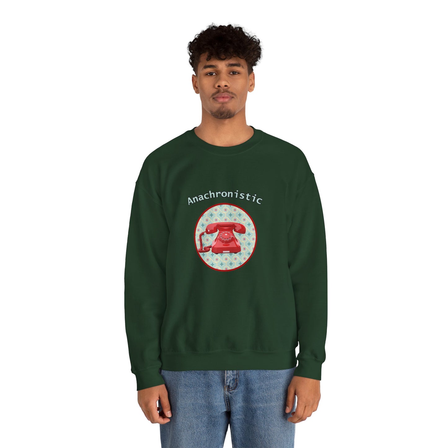Anachronistic Retro Phone Graphic Crewneck Sweatshirt