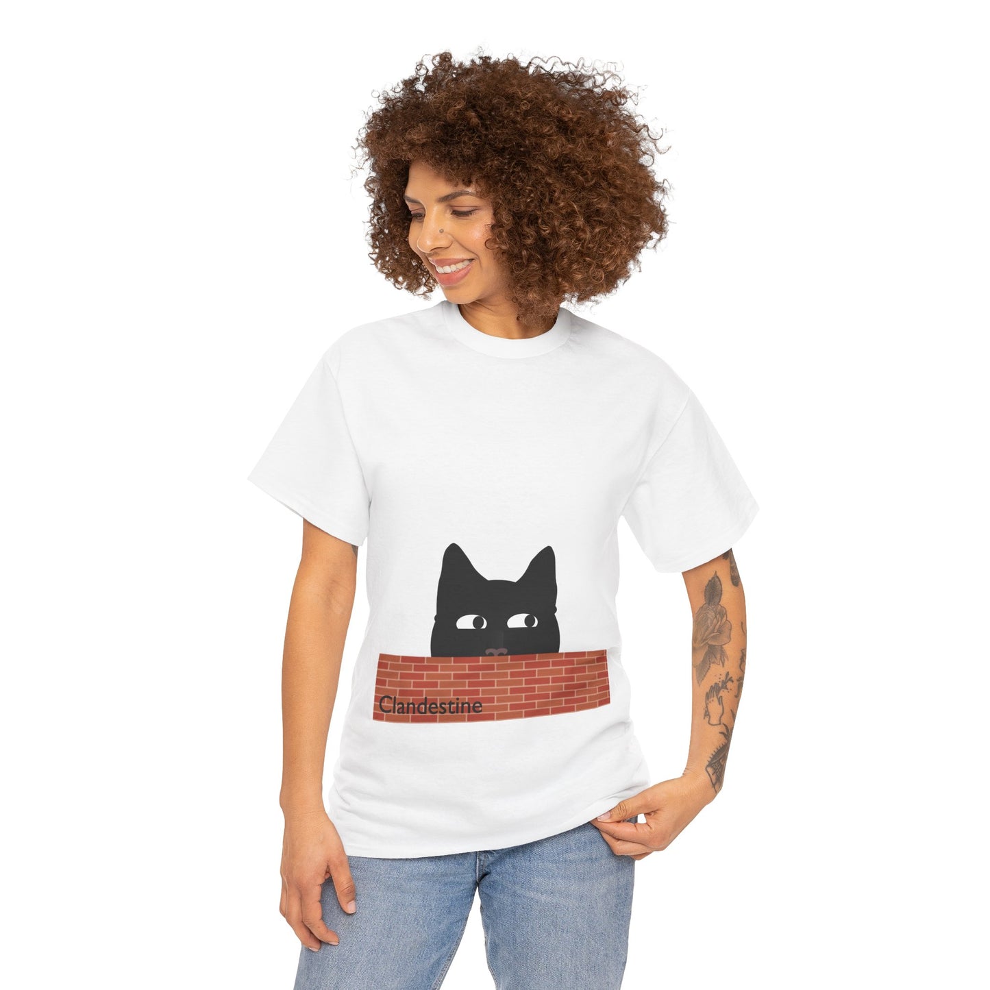 Clandestine Ca t Heavy Cotton Crew Neck Tee