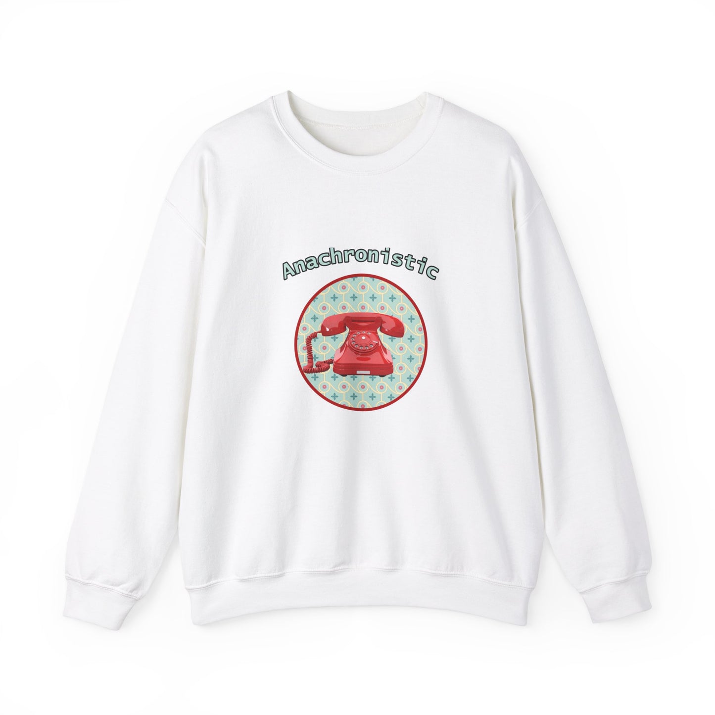 Anachronistic Retro Phone Graphic Crewneck Sweatshirt