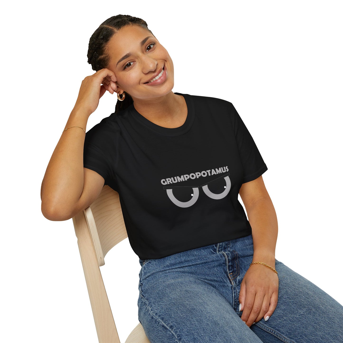 Grumpy Grumpopotamus Poly Blend Crew Neck T-Shirt