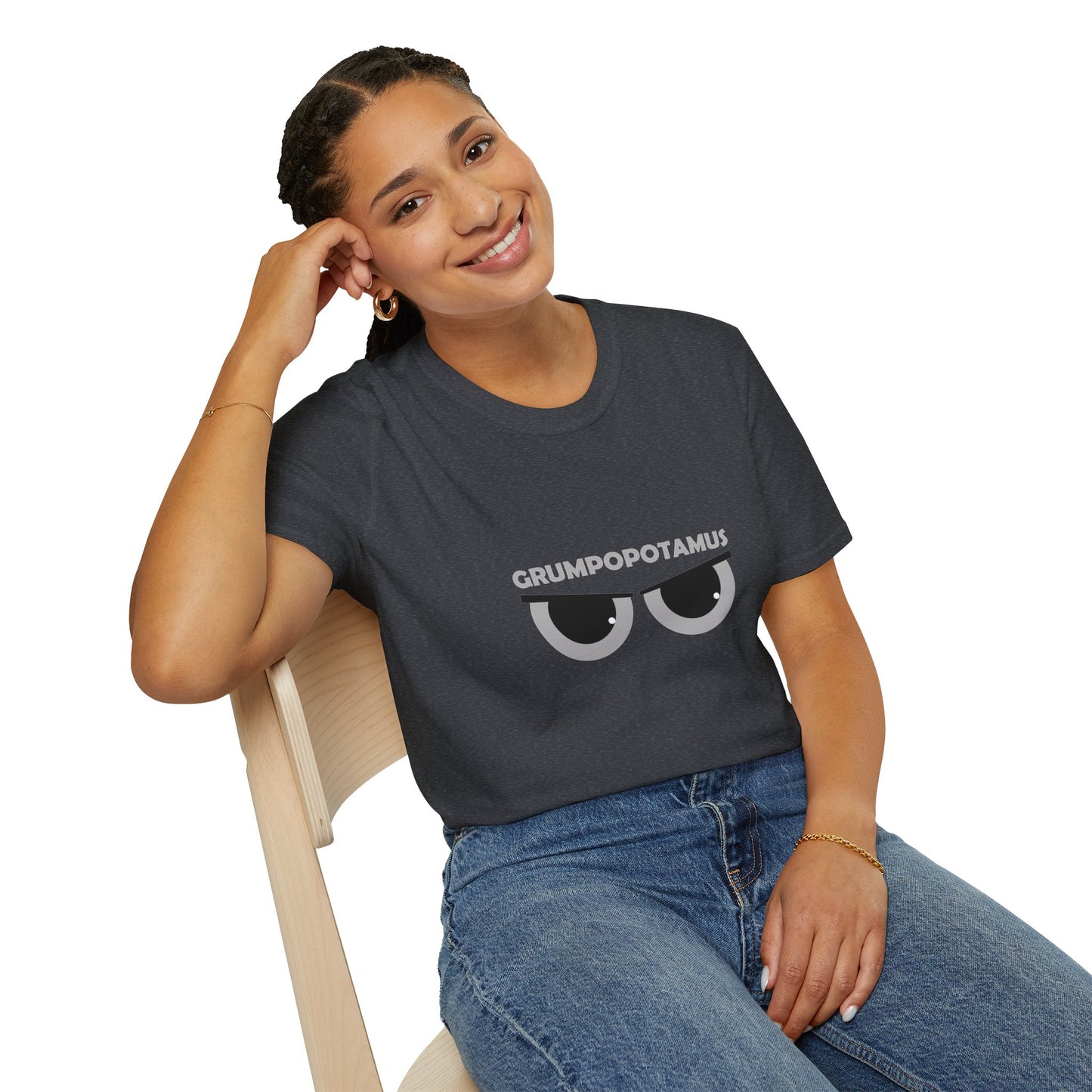 Grumpy Grumpopotamus Poly Blend Crew Neck T-Shirt