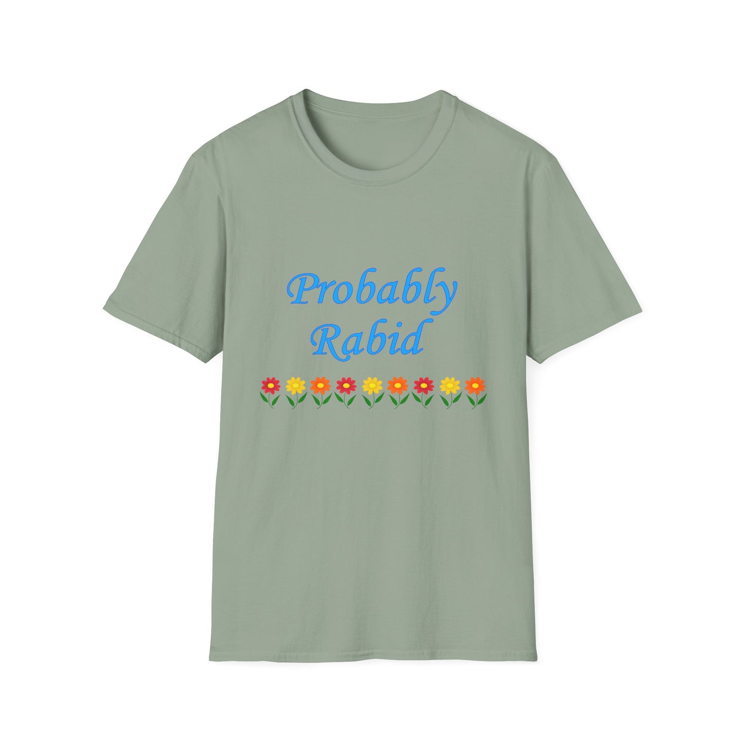 Probably Rabid Floral Poly Blend Crew Neck T Shirt