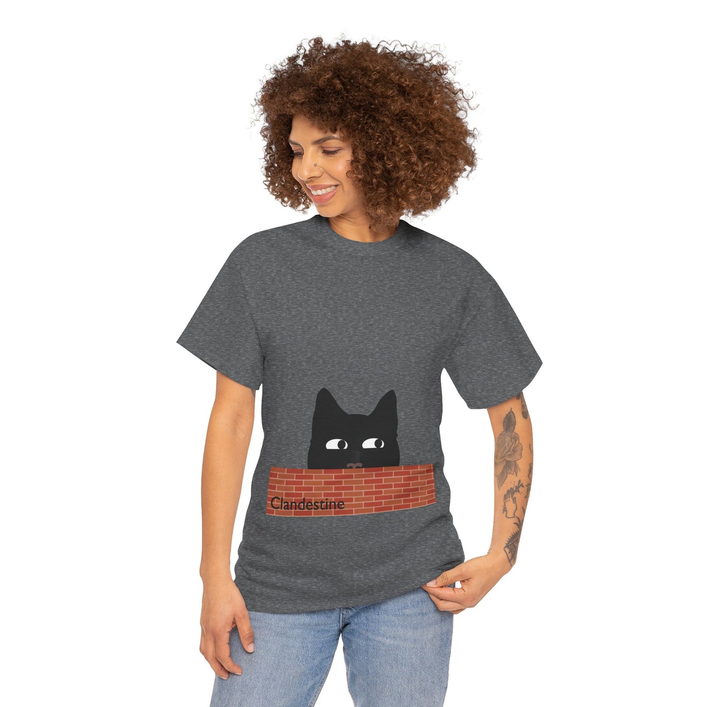 Clandestine Ca t Heavy Cotton Crew Neck Tee