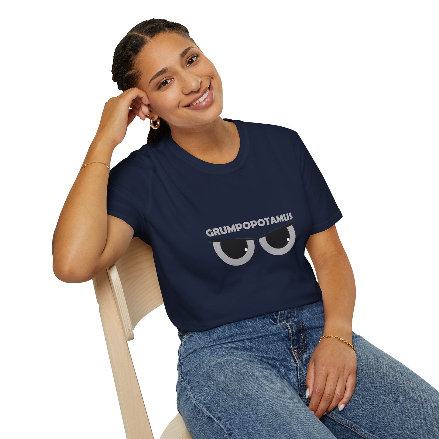 Grumpy Grumpopotamus Poly Blend Crew Neck T-Shirt