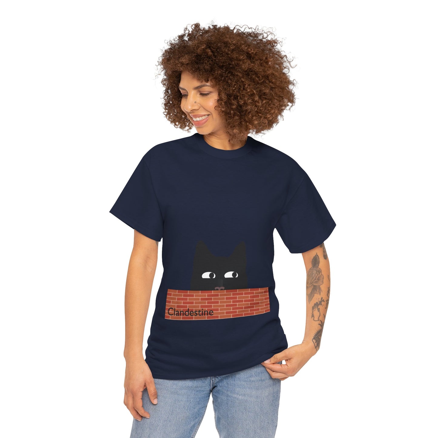 Clandestine Ca t Heavy Cotton Crew Neck Tee
