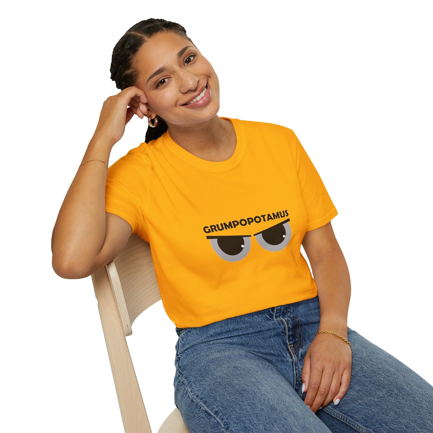 Grumpy Grumpopotamus Poly Blend Crew Neck T-Shirt