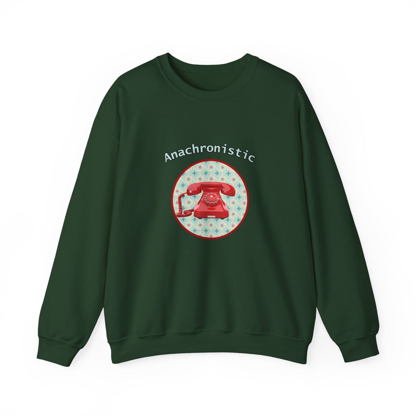 Anachronistic Retro Phone Graphic Crewneck Sweatshirt