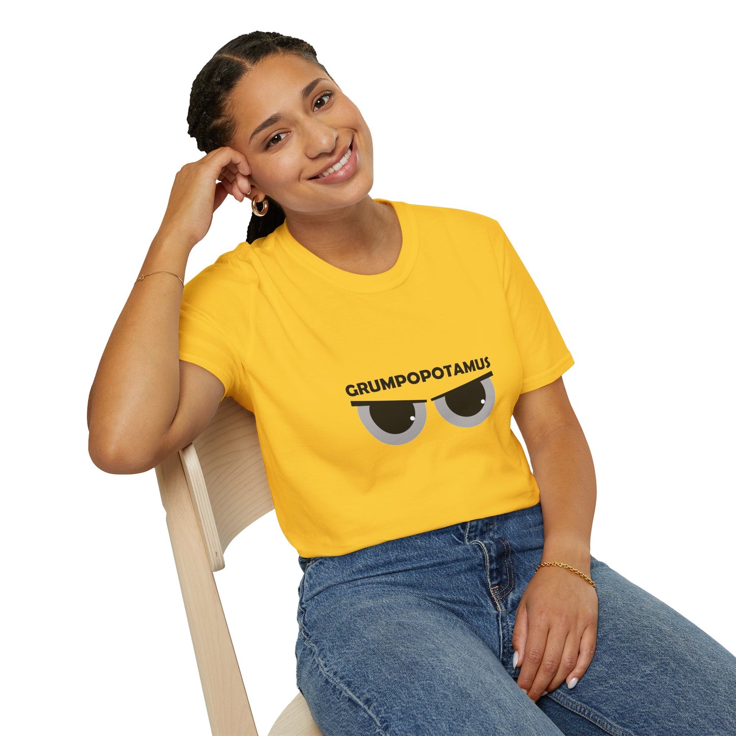 Grumpy Grumpopotamus Poly Blend Crew Neck T-Shirt
