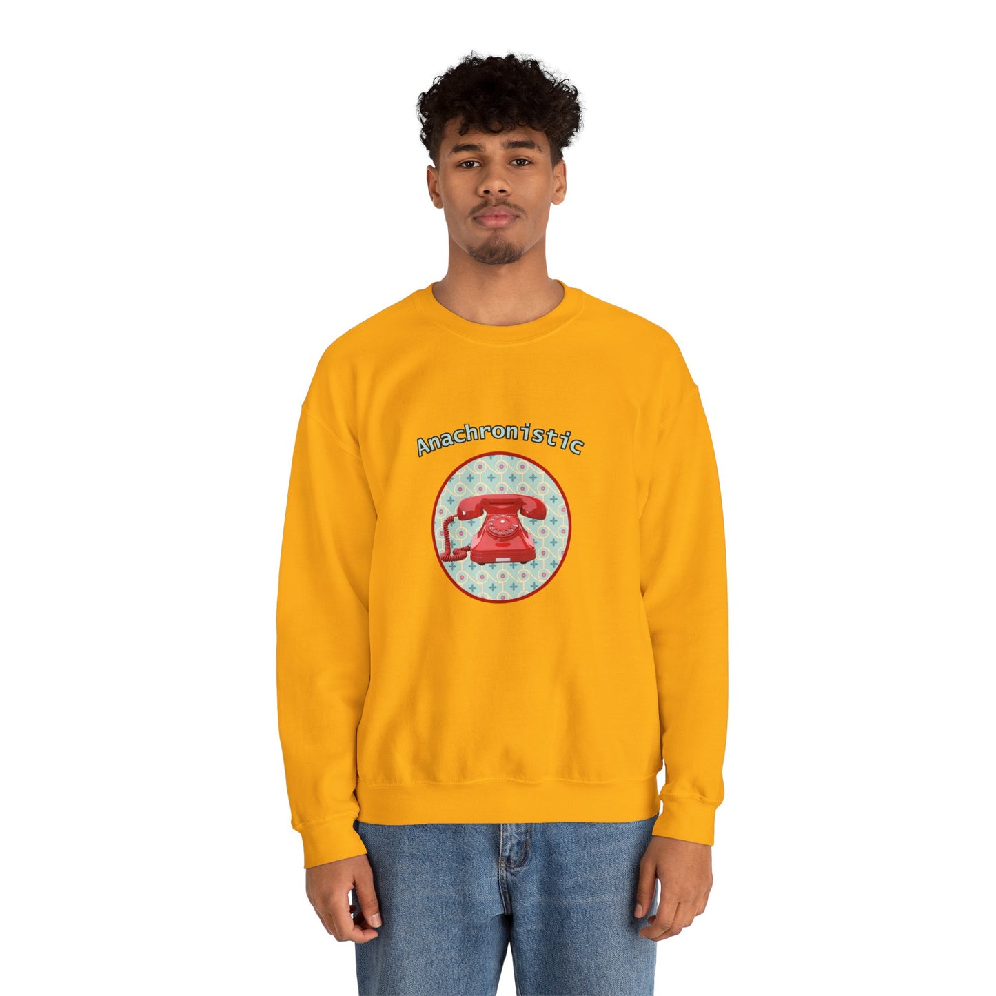 Anachronistic Retro Phone Graphic Crewneck Sweatshirt