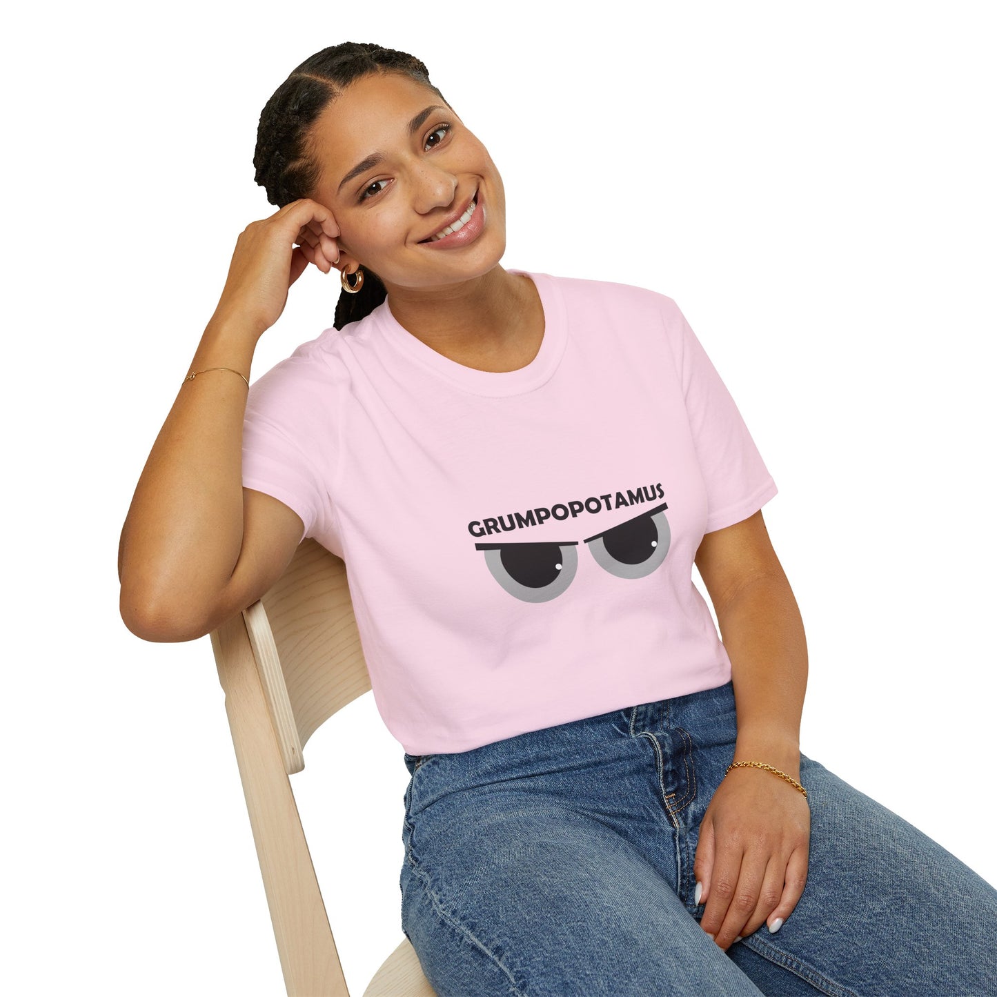 Grumpy Grumpopotamus Poly Blend Crew Neck T-Shirt