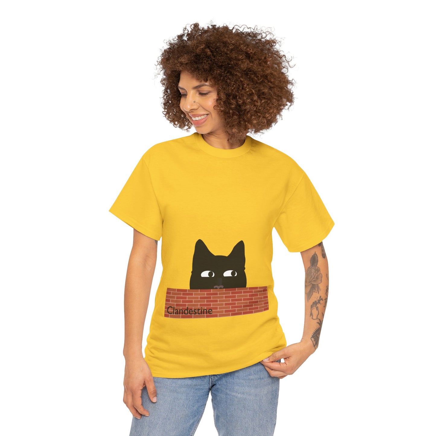 Clandestine Ca t Heavy Cotton Crew Neck Tee