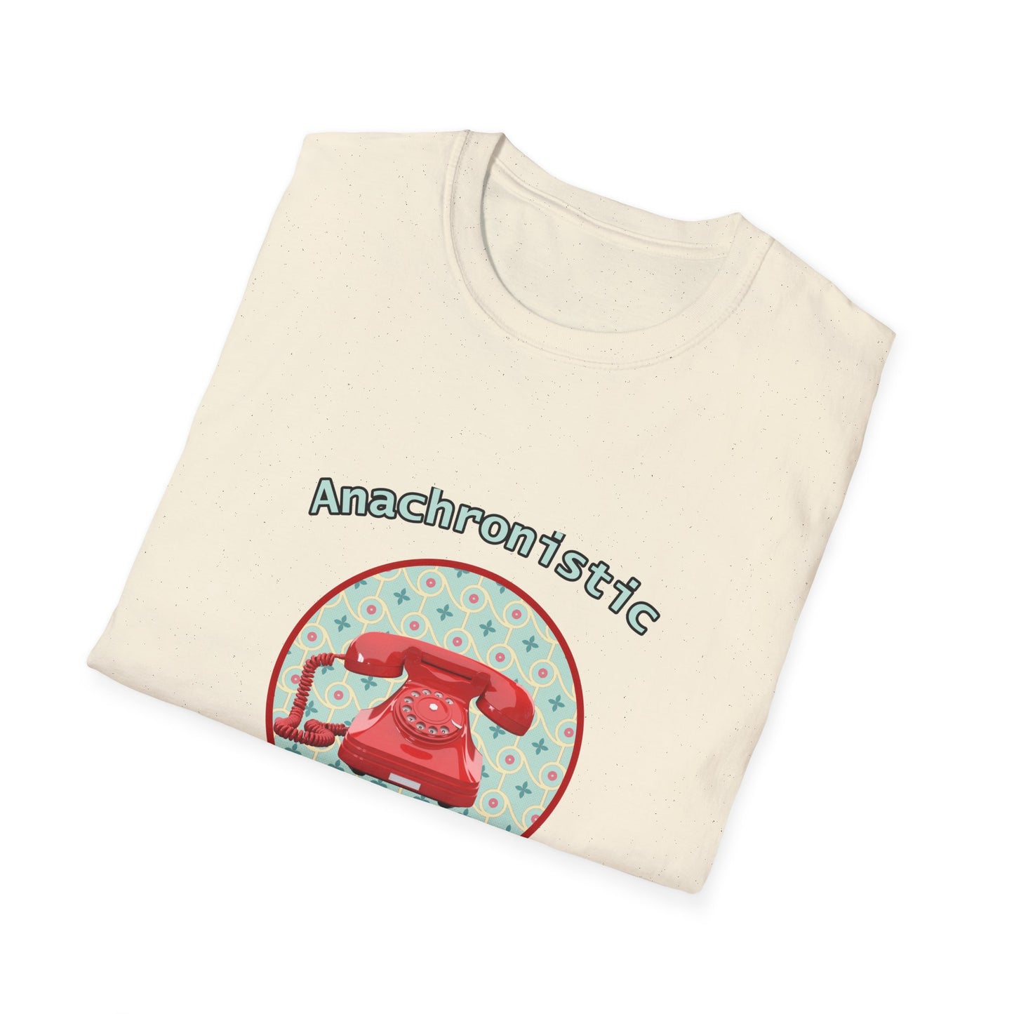 Anachronistic Retro Phone Graphic Poly Blend Crew Neck T-Shirt.