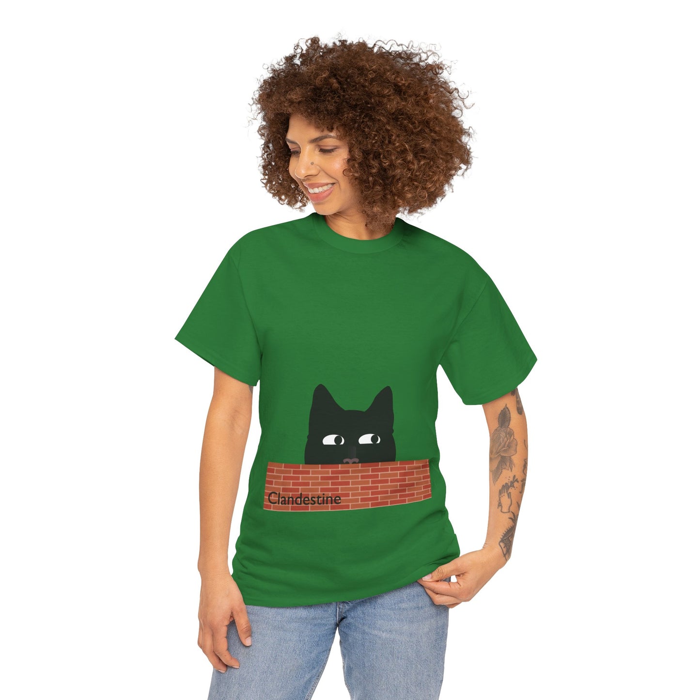 Clandestine Ca t Heavy Cotton Crew Neck Tee