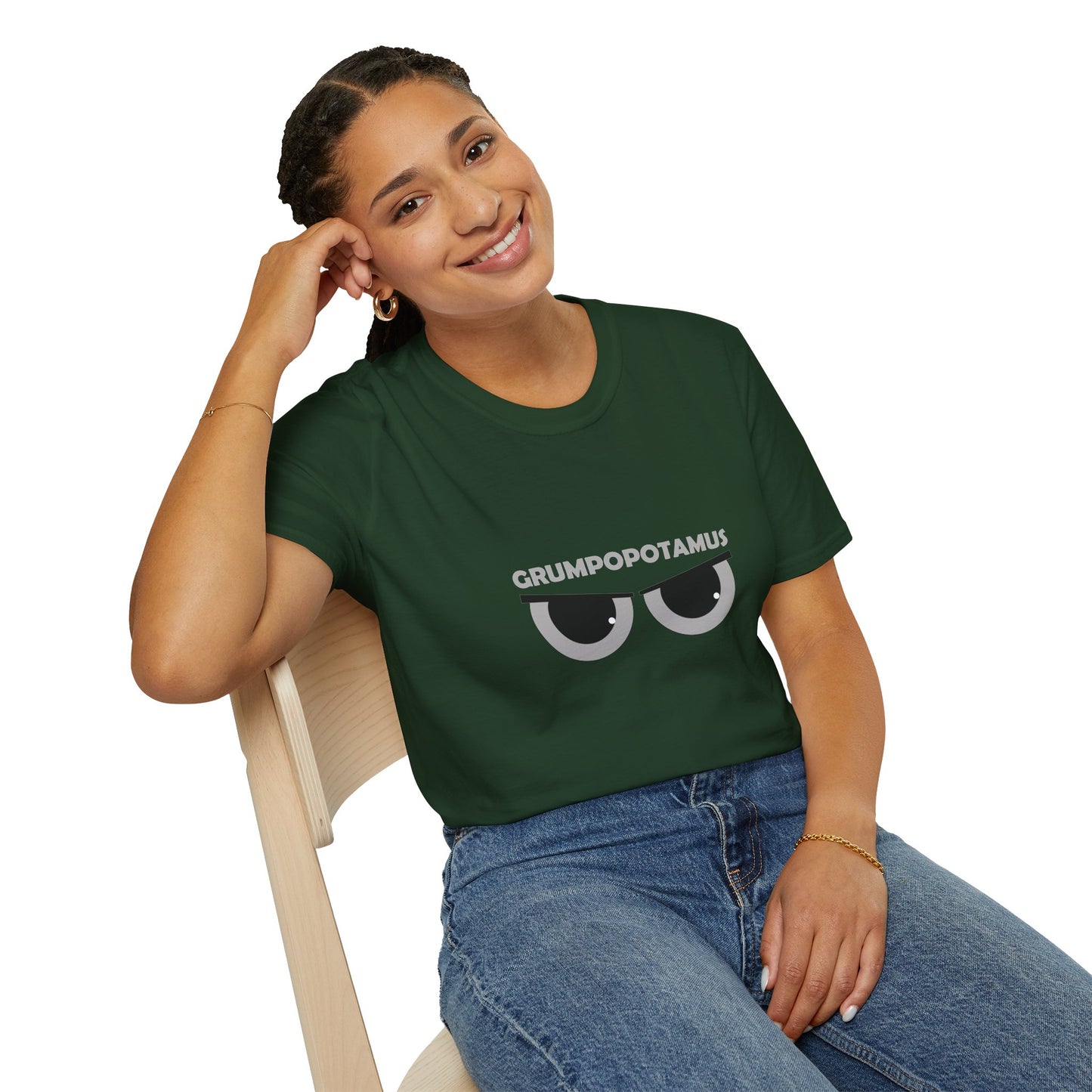 Grumpy Grumpopotamus Poly Blend Crew Neck T-Shirt