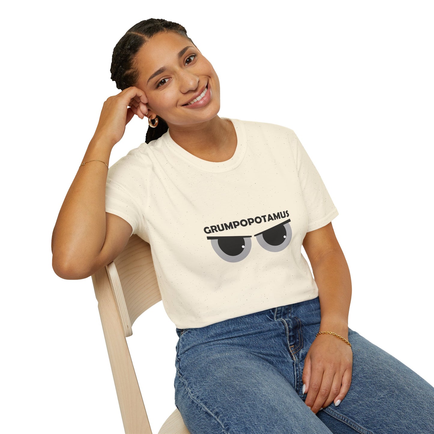 Grumpy Grumpopotamus Poly Blend Crew Neck T-Shirt