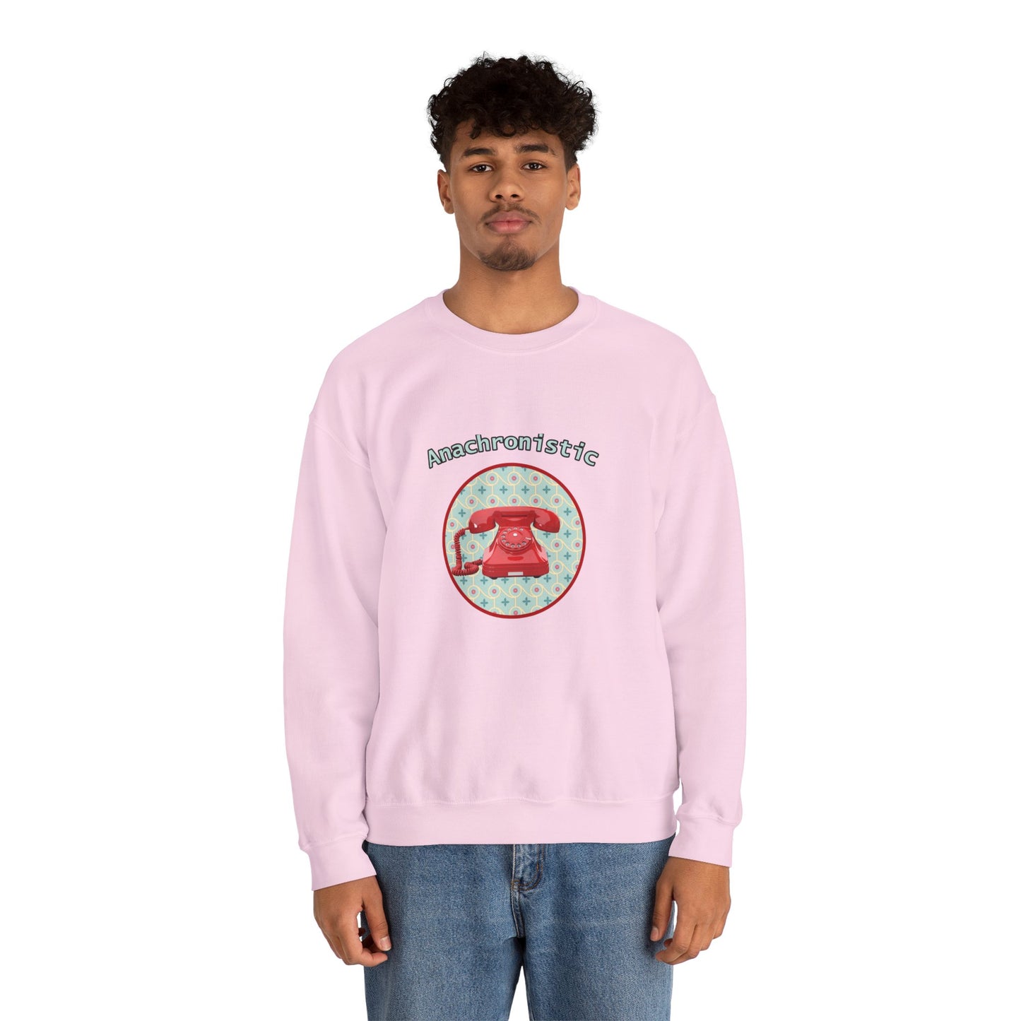 Anachronistic Retro Phone Graphic Crewneck Sweatshirt