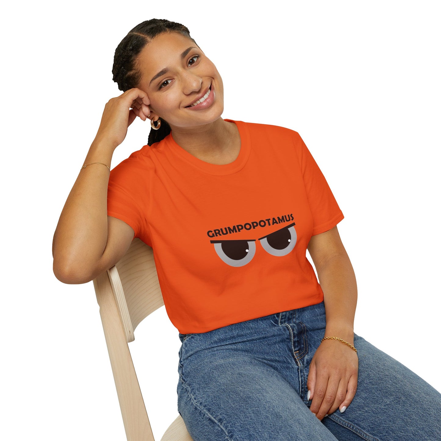 Grumpy Grumpopotamus Poly Blend Crew Neck T-Shirt