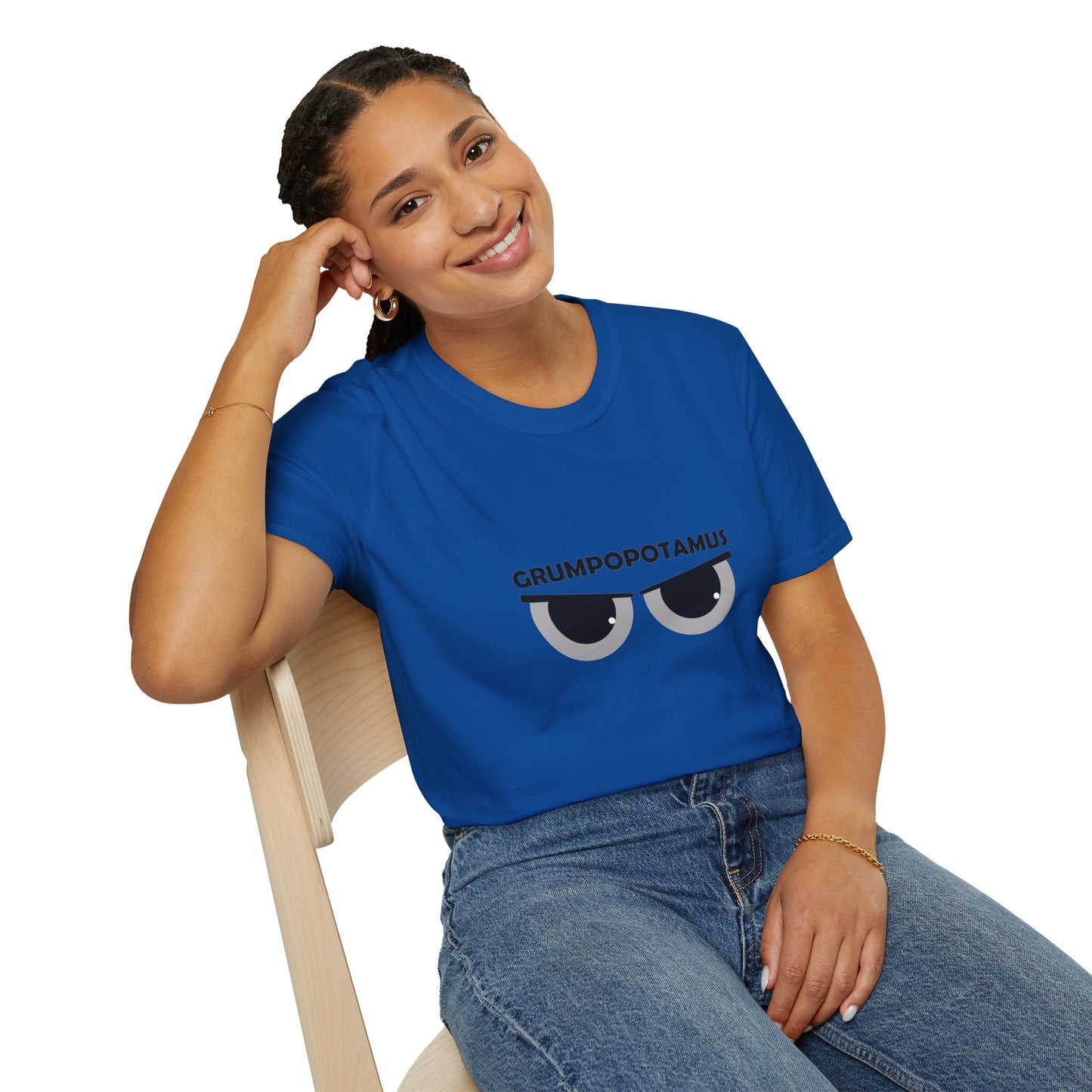 Grumpy Grumpopotamus Poly Blend Crew Neck T-Shirt