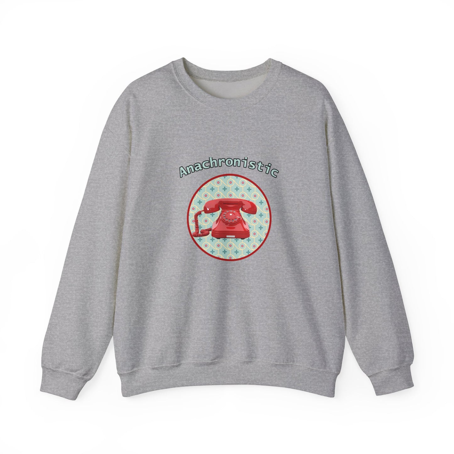 Anachronistic Retro Phone Graphic Crewneck Sweatshirt