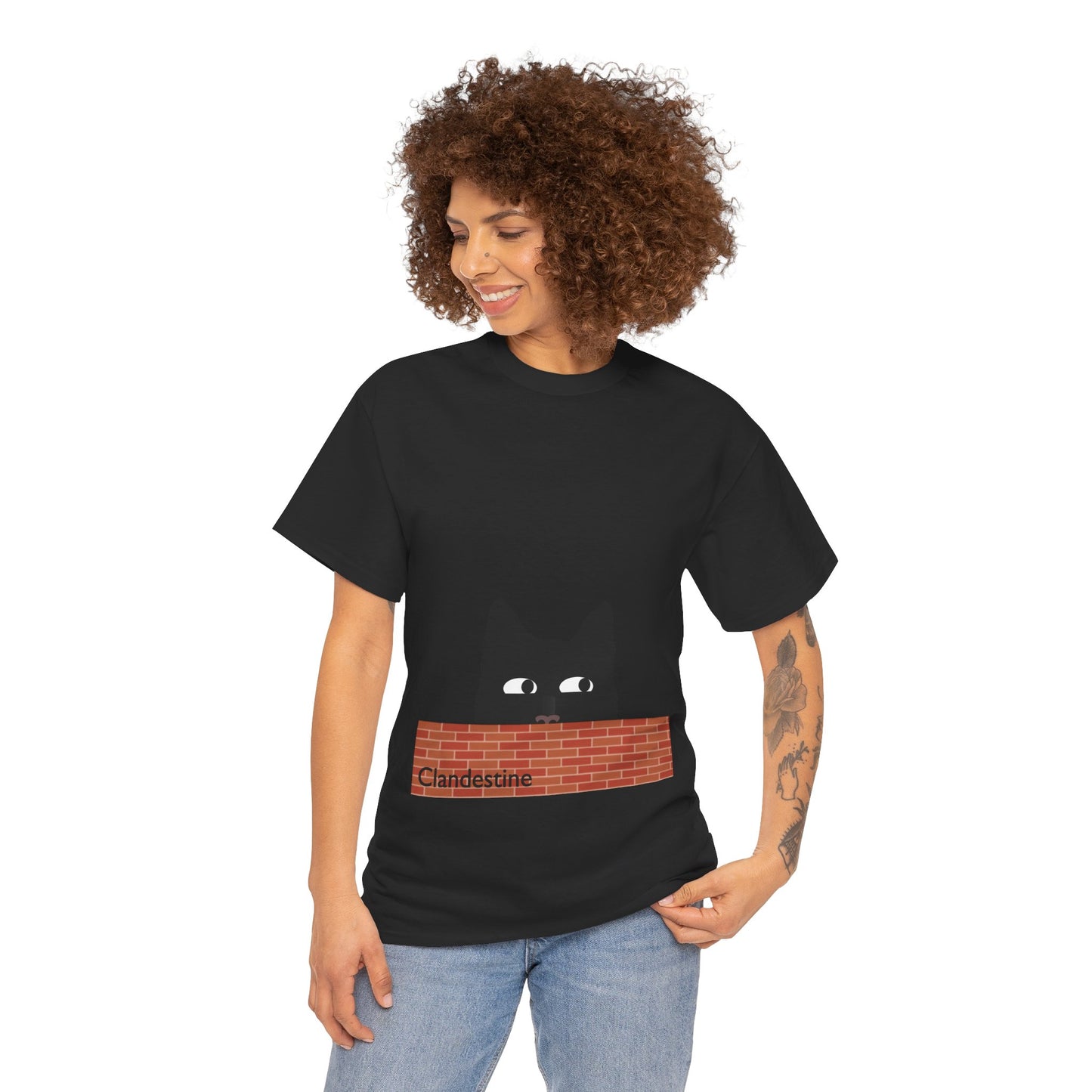 Clandestine Ca t Heavy Cotton Crew Neck Tee