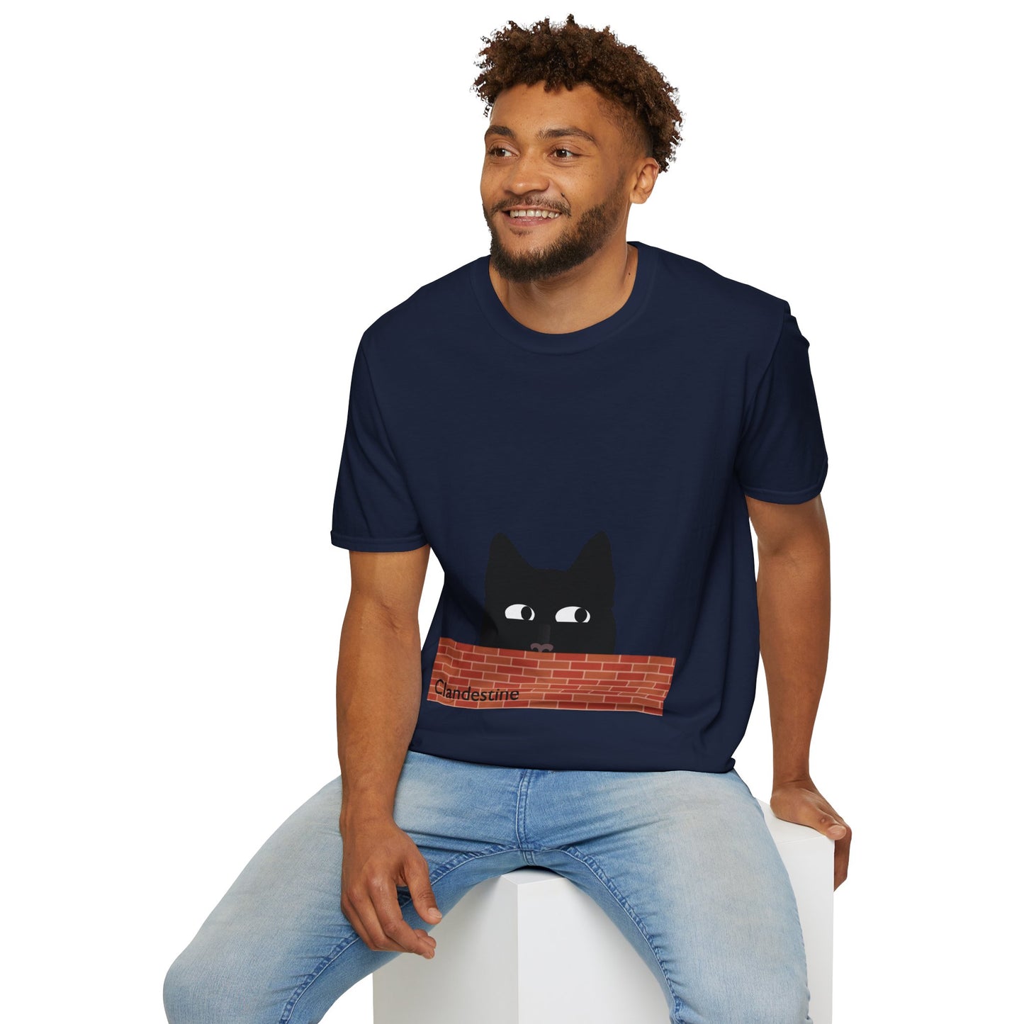 Clandestine Cat Poly Blend Crew Neck T-Shirt
