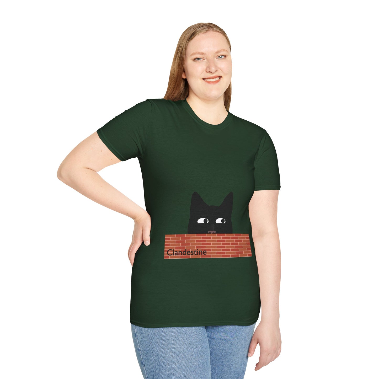 Clandestine Cat Poly Blend Crew Neck T-Shirt