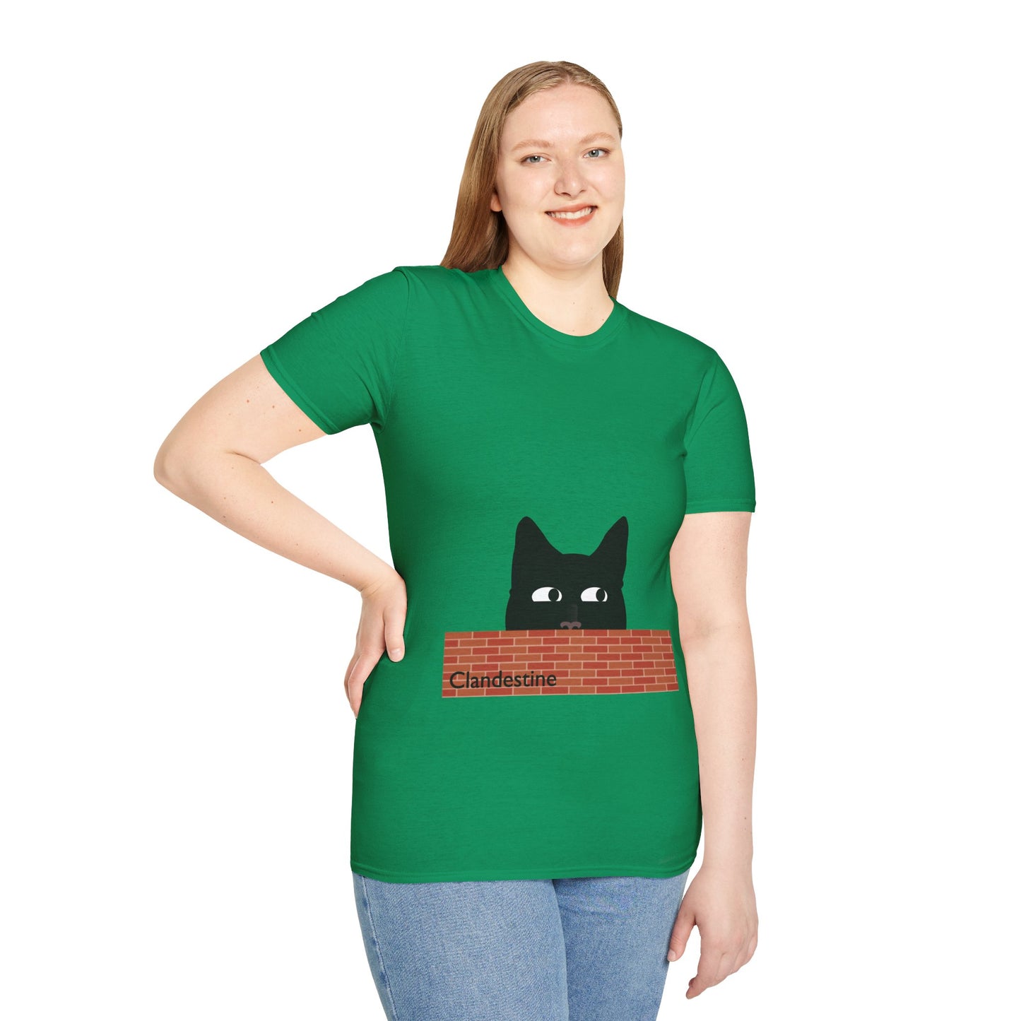 Clandestine Cat Poly Blend Crew Neck T-Shirt