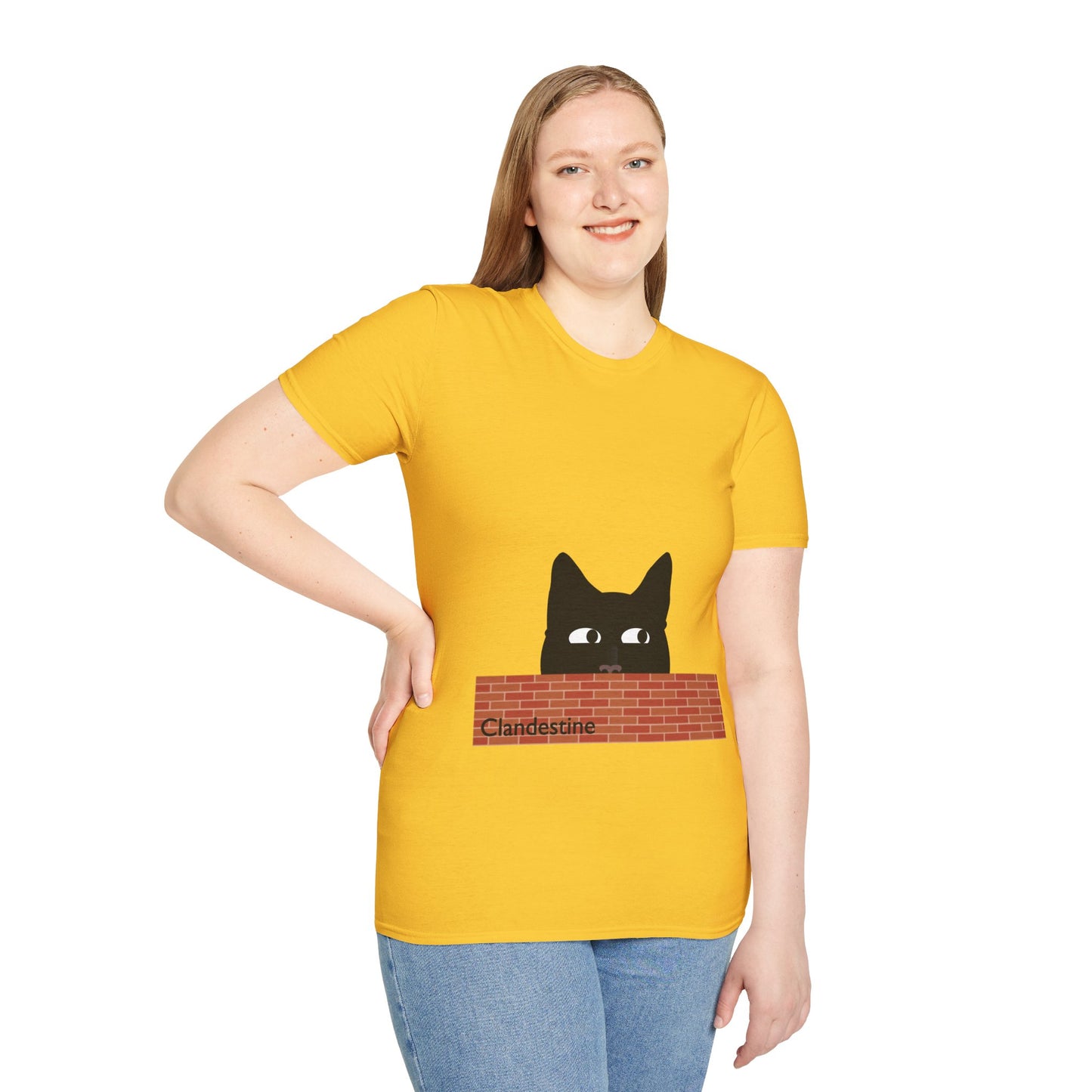 Clandestine Cat Poly Blend Crew Neck T-Shirt