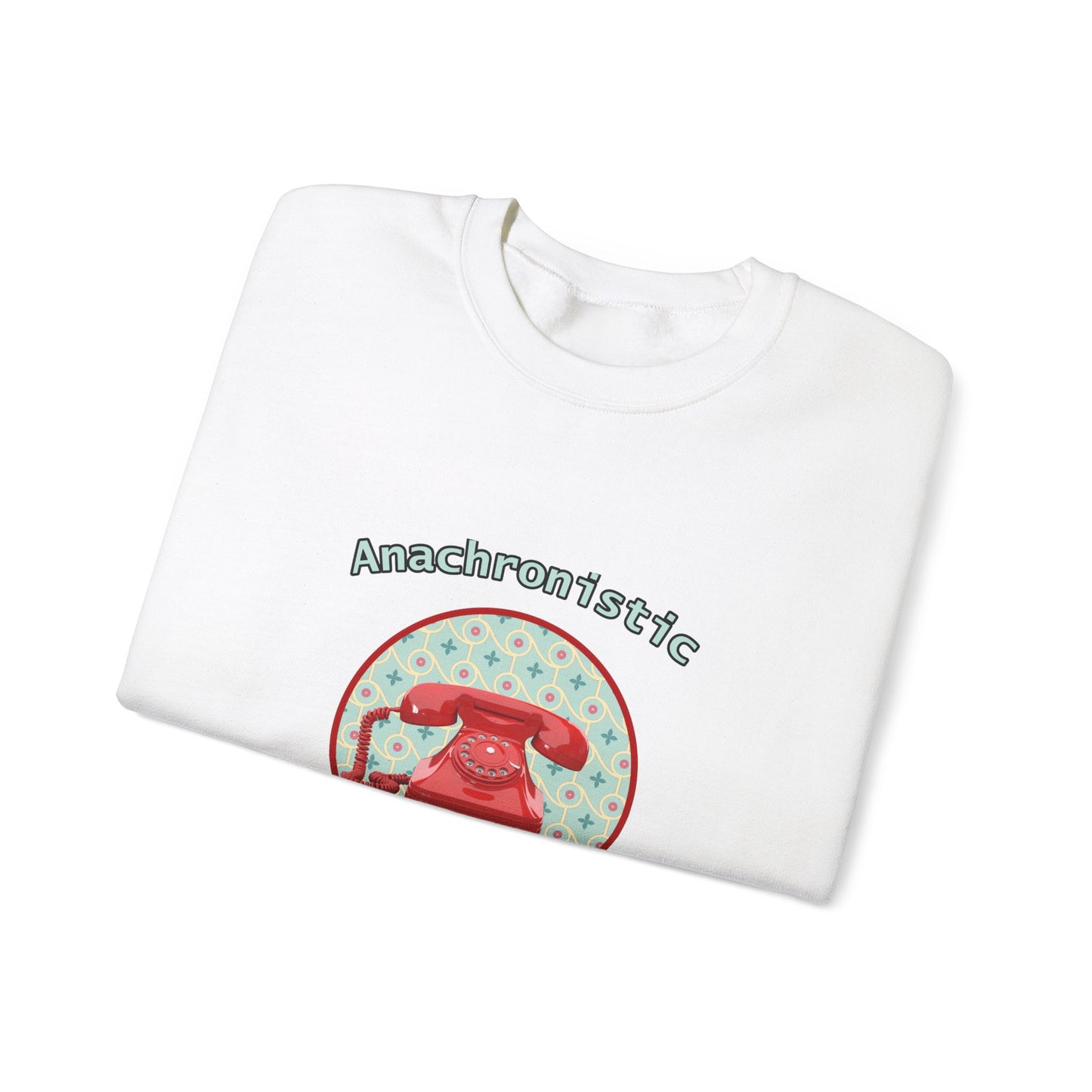 Anachronistic Retro Phone Graphic Crewneck Sweatshirt
