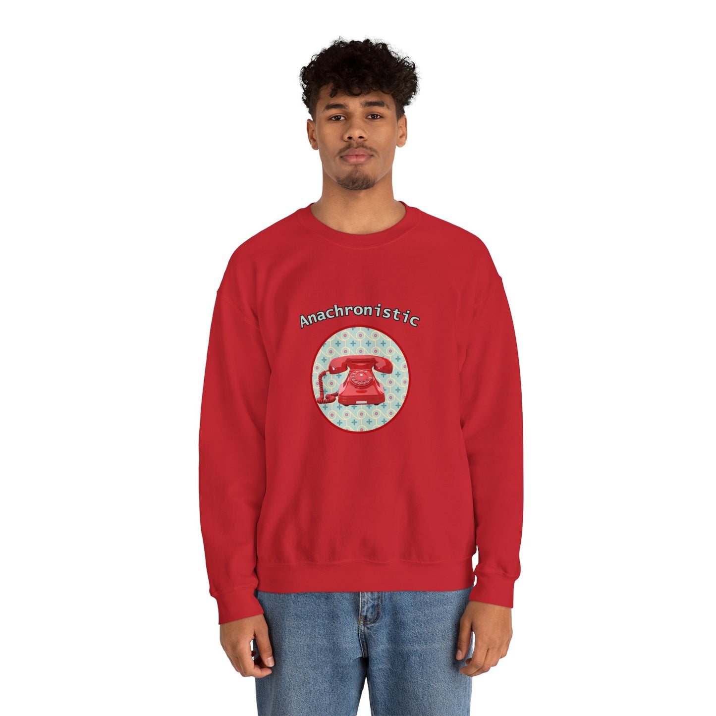 Anachronistic Retro Phone Graphic Crewneck Sweatshirt
