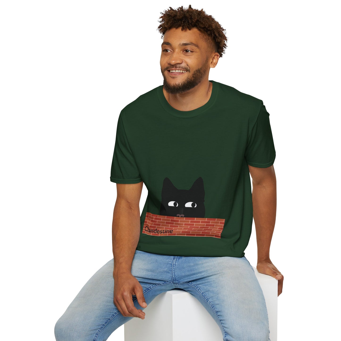 Clandestine Cat Poly Blend Crew Neck T-Shirt