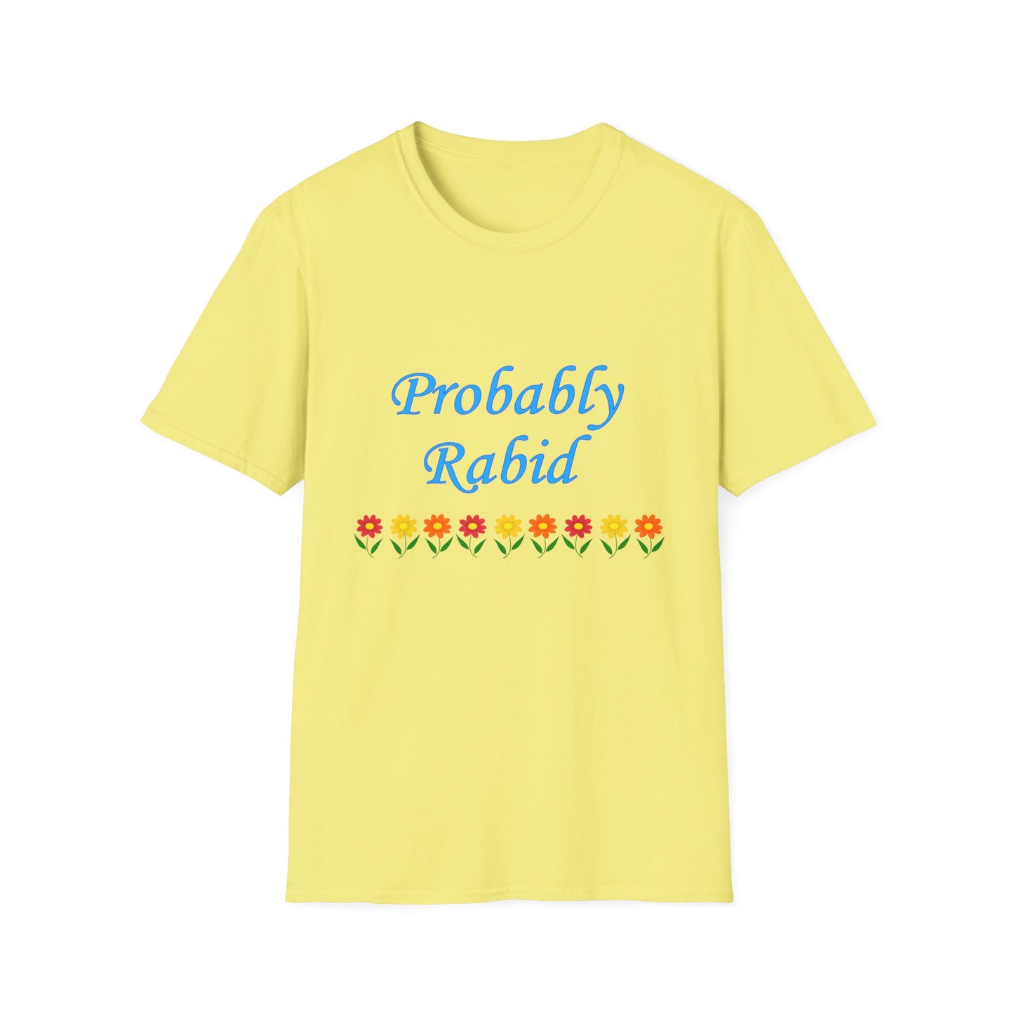 Probably Rabid Floral Poly Blend Crew Neck T Shirt