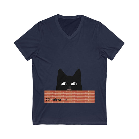 Clandestine Cat V-Neck Tee