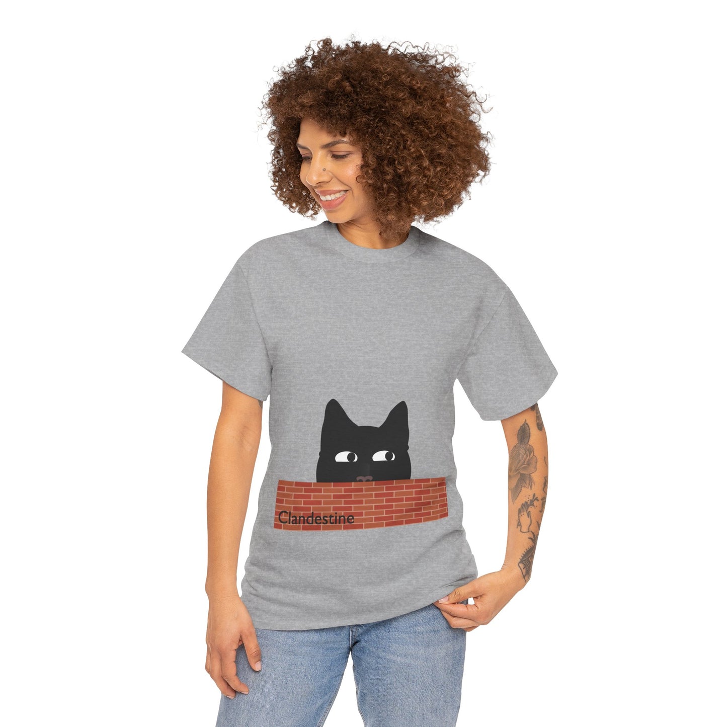 Clandestine Ca t Heavy Cotton Crew Neck Tee