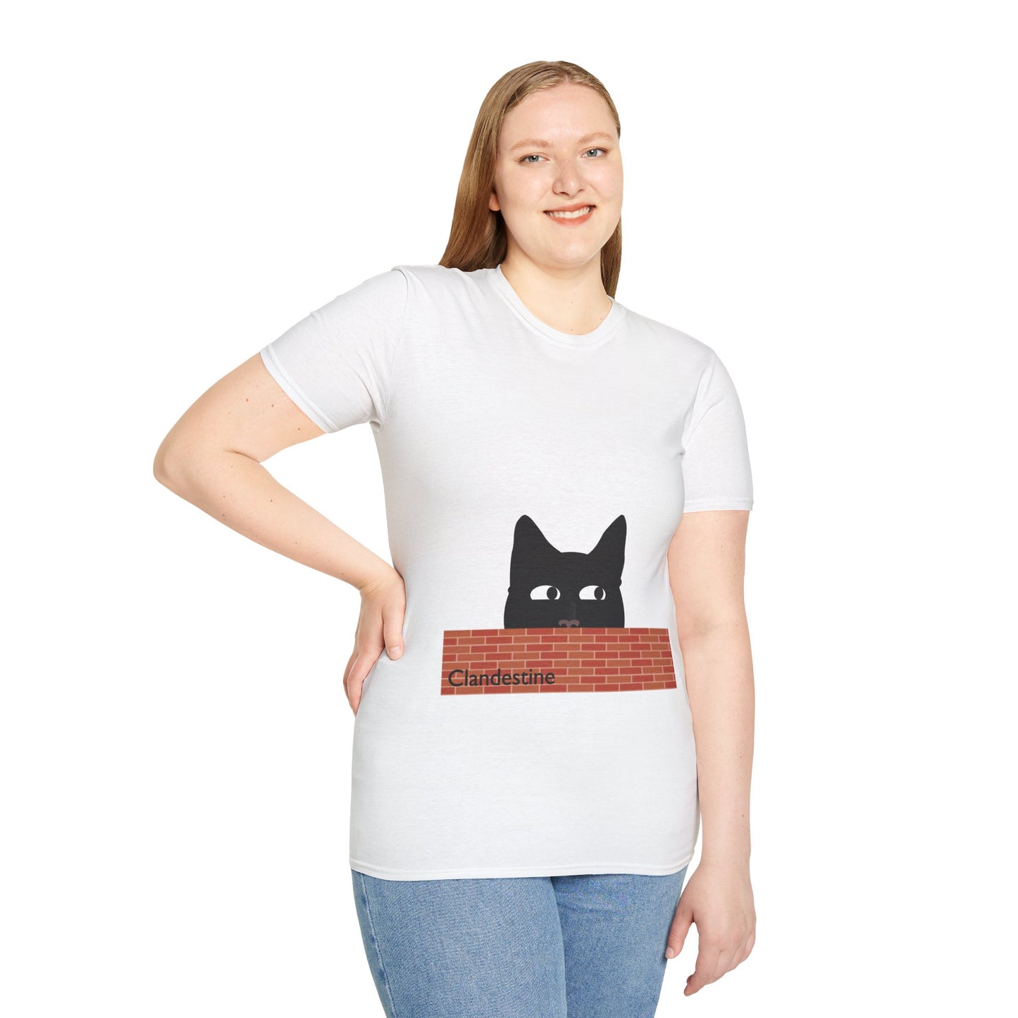 Clandestine Cat Poly Blend Crew Neck T-Shirt